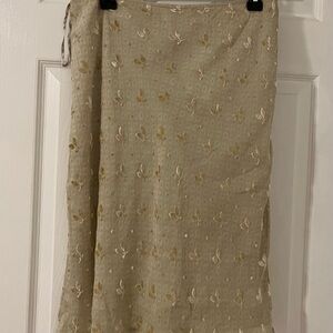 DKNY Cream Embroidered A-Line Skirt